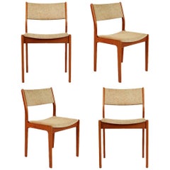 Vintage D-Scan Teak Danish Modern Dining Chairs Set of Four