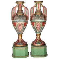 Pair of "Glasses of the Alhambra" of Polychrome and Gold Plaster Decorated