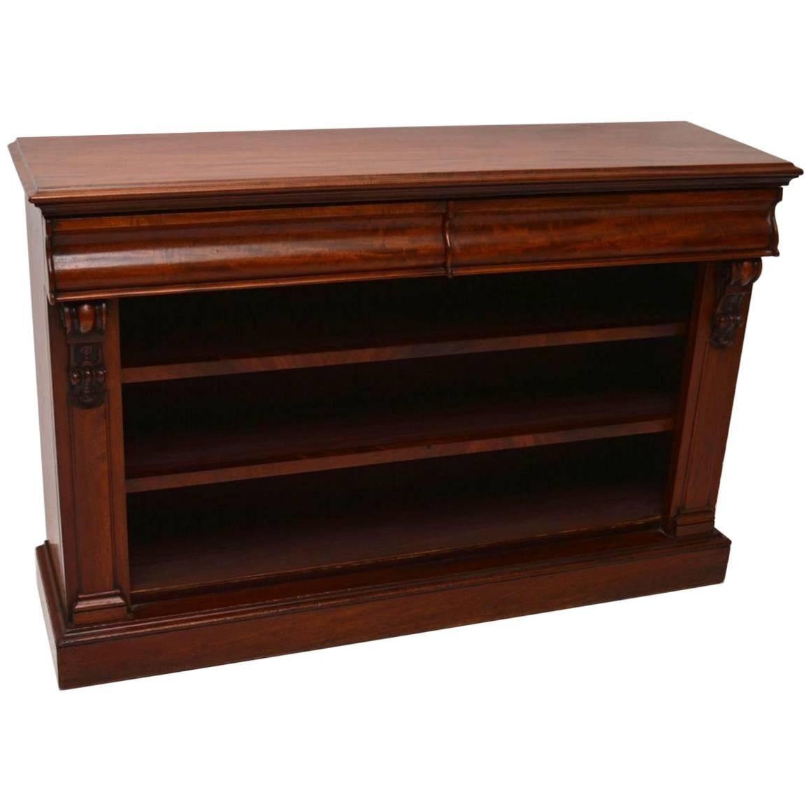Antique Mahogany Open Bookcase Cabinet