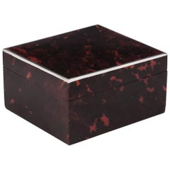 Red Tortoiseshell Silver Edged Art Deco Trinket Box