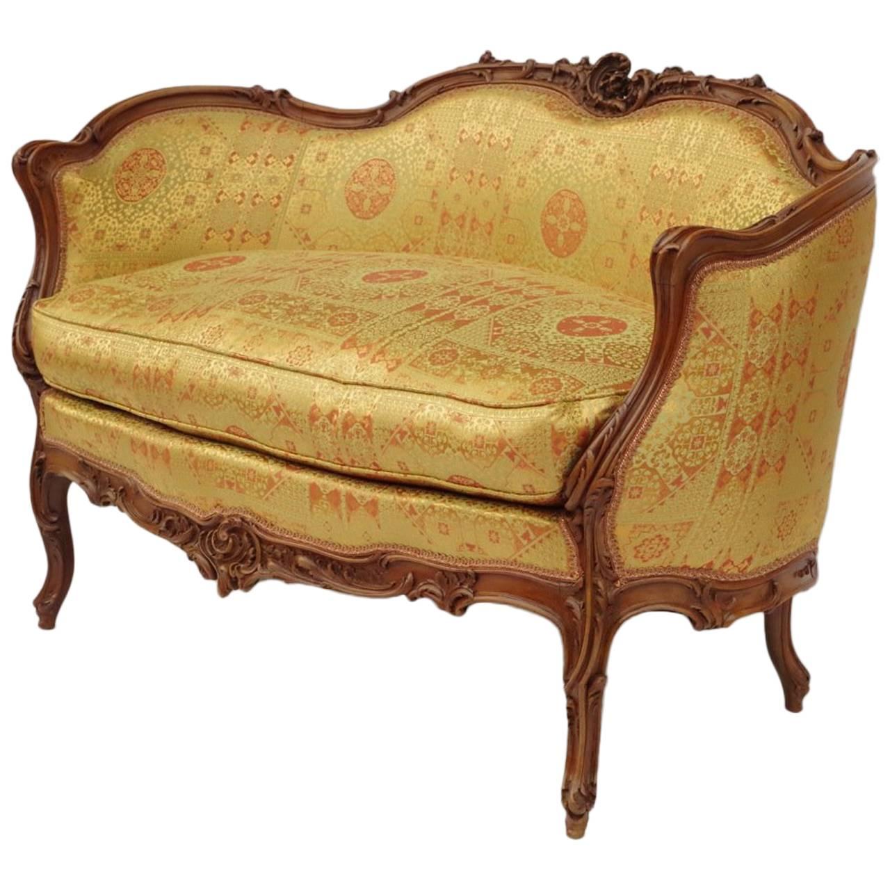 Small Louis XV Style Walnut Sofa, 1880 Period