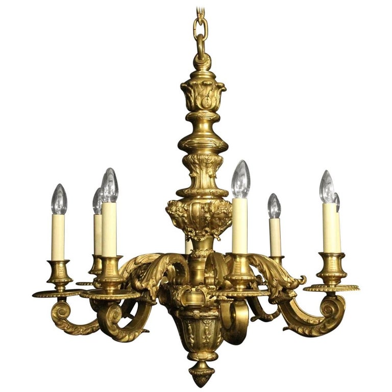 French Gilded Bronze Mazarin EightLight Antique Chandelier at 1stDibs
