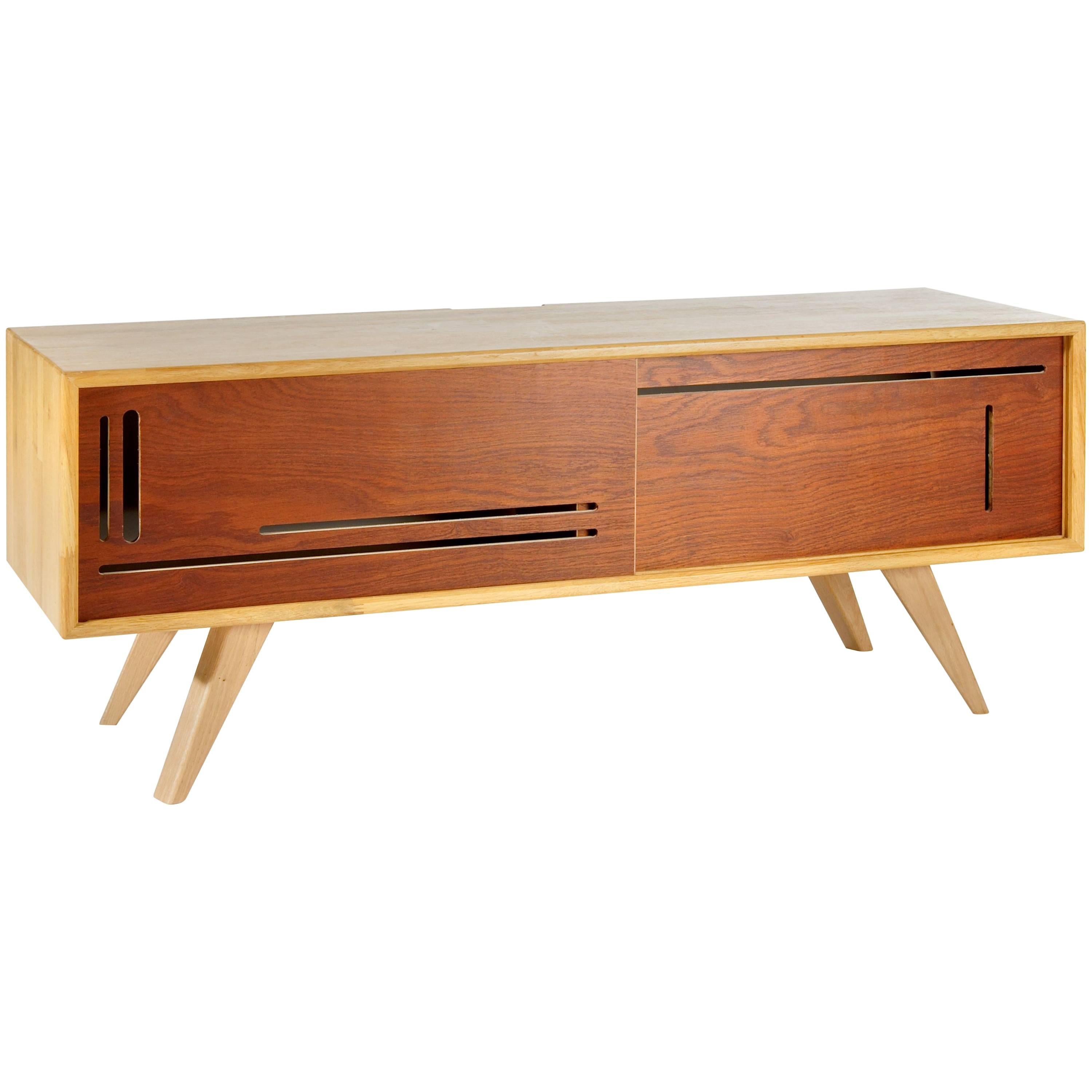 Contemporary Media Console or Credenza in Oak by Julien Ebeniste Bordeaux For Sale