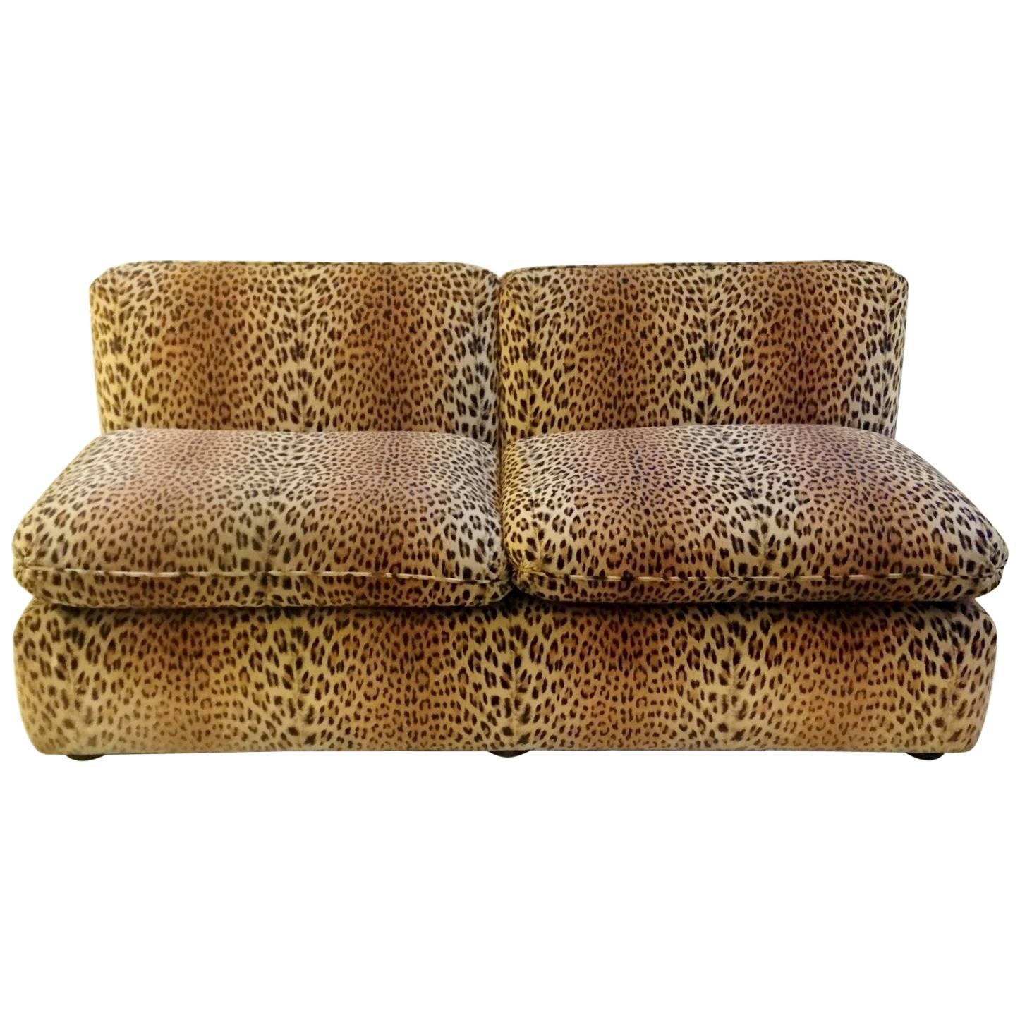 Vintage Sofa in Leopard Velvet by Cyrus Company Italy