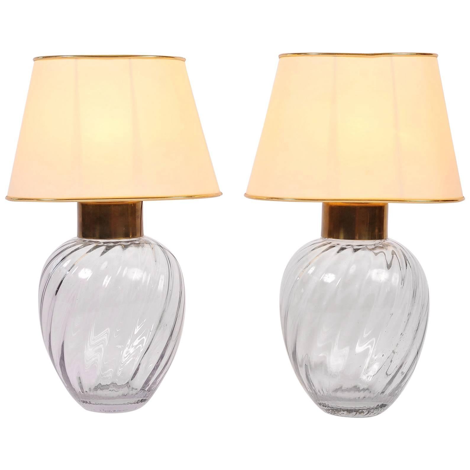 Pair of Italian 1950s Glass Lamps