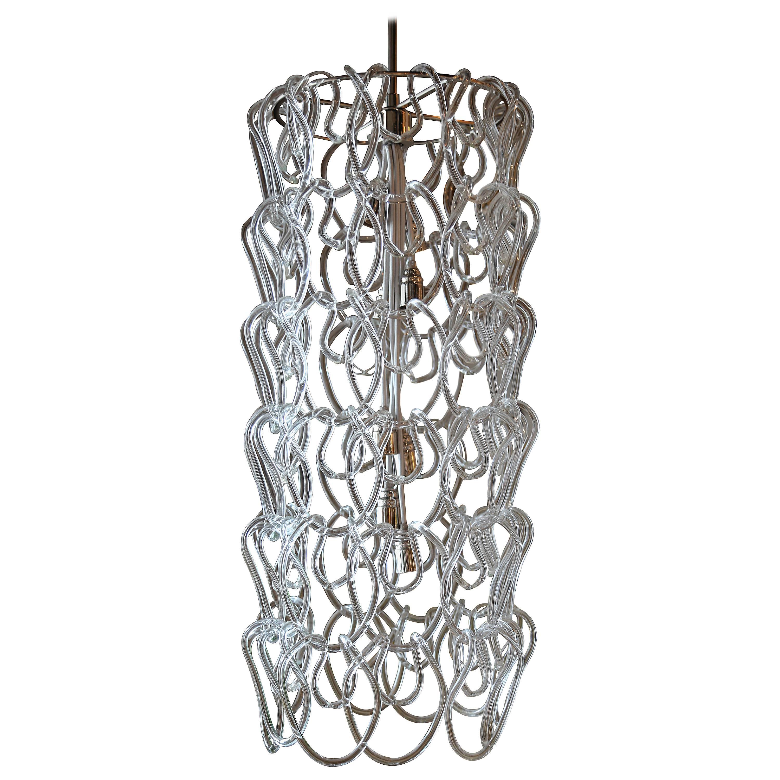 Vintage Midcentury Murano Chain Link Chandelier For Sale