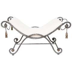 Gilded Silver and Gold Iron Rope Bench
