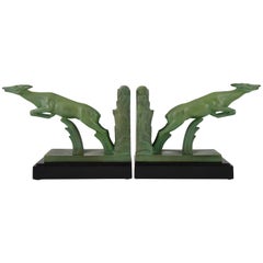  Art Deco Leaping Deer Bookends Max Le Verrier, 1930 France
