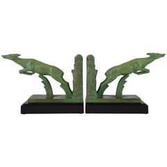 Art Deco Leaping Deer Bookends Max Le Verrier, 1930 France