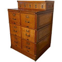 Antique Large Edwardian 11-Drawer Oak Filing Cabinet, by Shannon