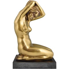 Art-Deco-Bronze-Skulptur eines knienden Aktes im Stil von Arno Breker:: 1930