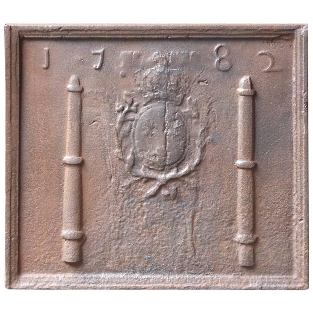 18th Century, French 'Arms of France' Fireback