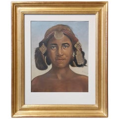 20th Century Oil Painting Portrait of an Indigenous Woman with New Frame