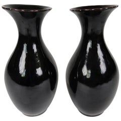 Pair of Late 20th Century Tete de Negre Vases