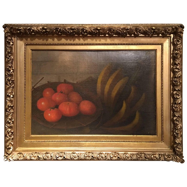 Framed Oil on Canvas, Still Life with Tomatoes, Signed W.G.S. Boursse For Sale