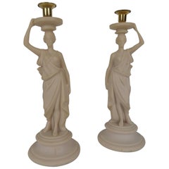 Pair of Composition Female Candleholders