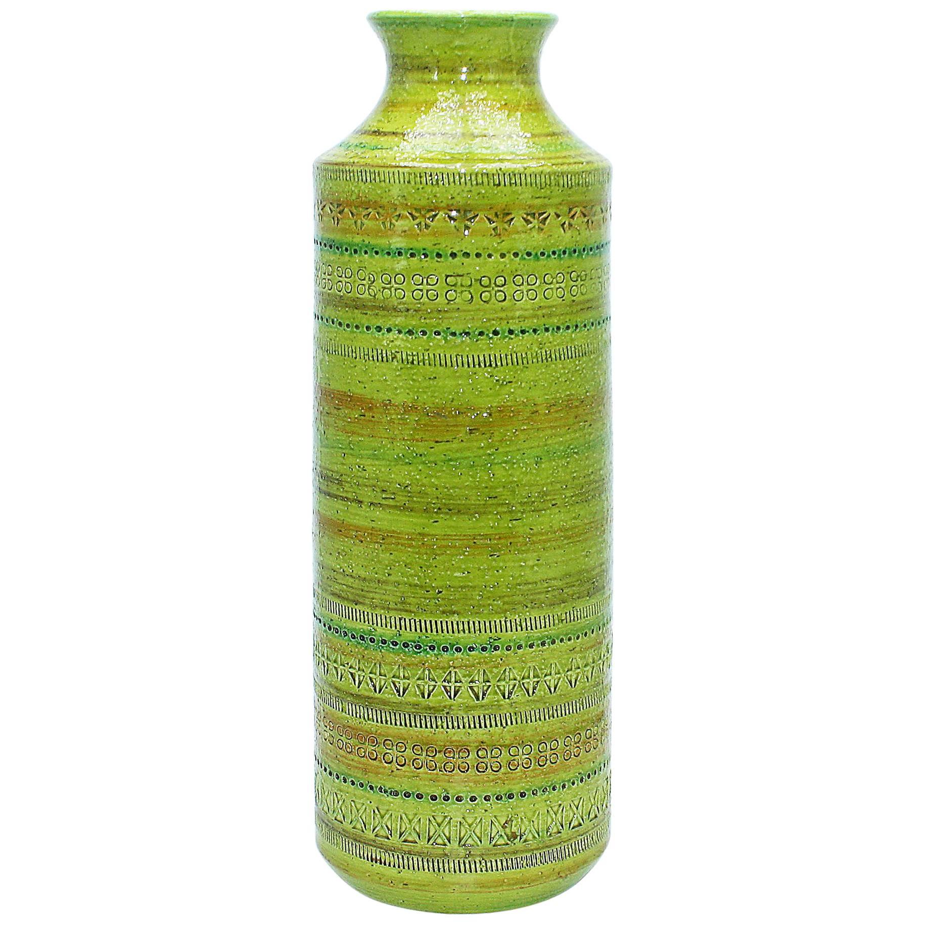 Large Green Italian Ceramic Vase in the Style of Raymor, circa 1960