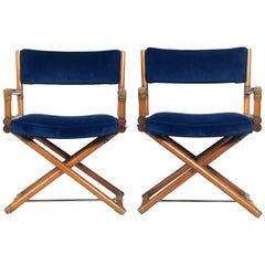 Pair of McGuire Campaign Style 'X' Base Lounge Chairs