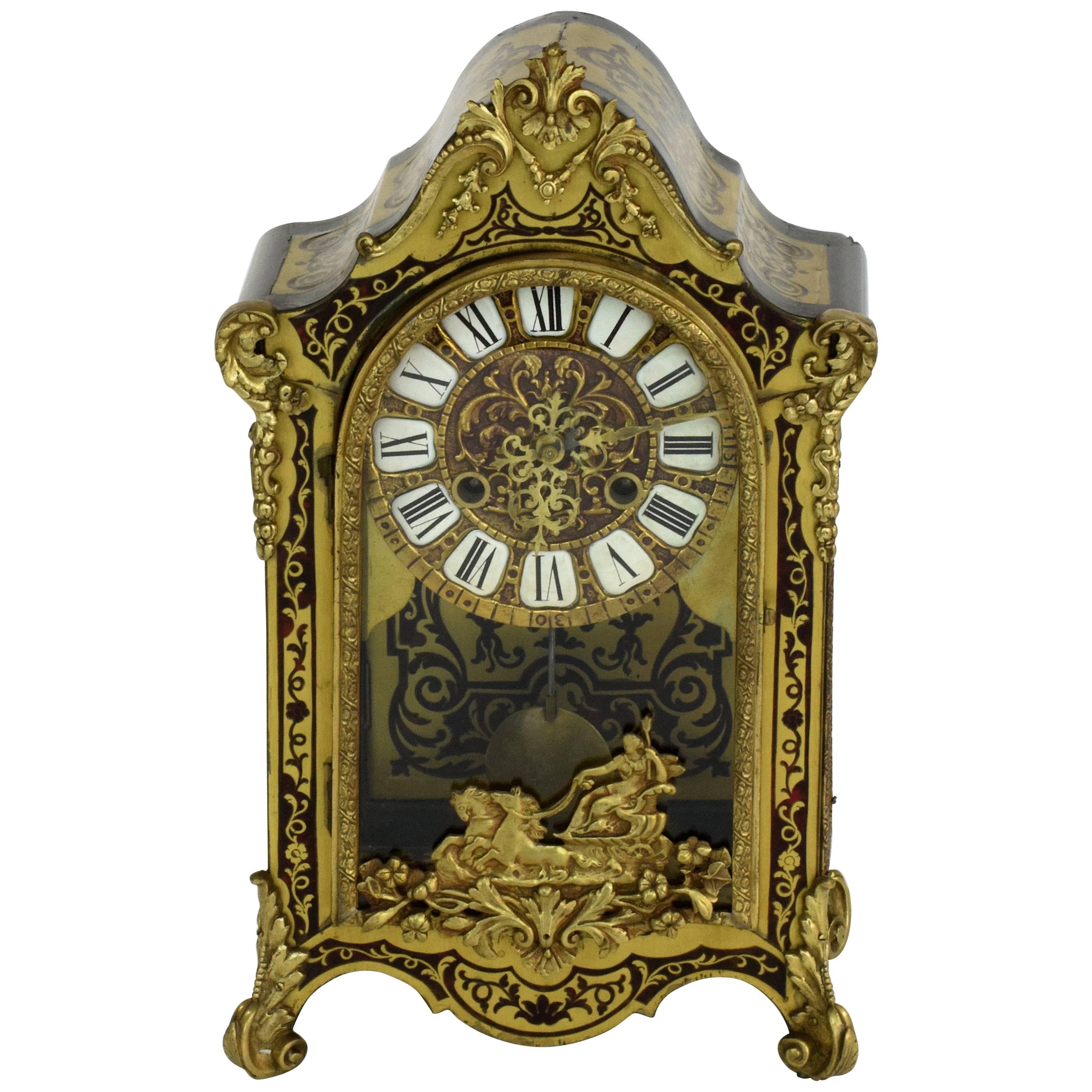 French Antique Boulle Mantel Clock