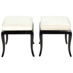 Pair of Black Lacquered Stools attributed to Tommi Parzinger