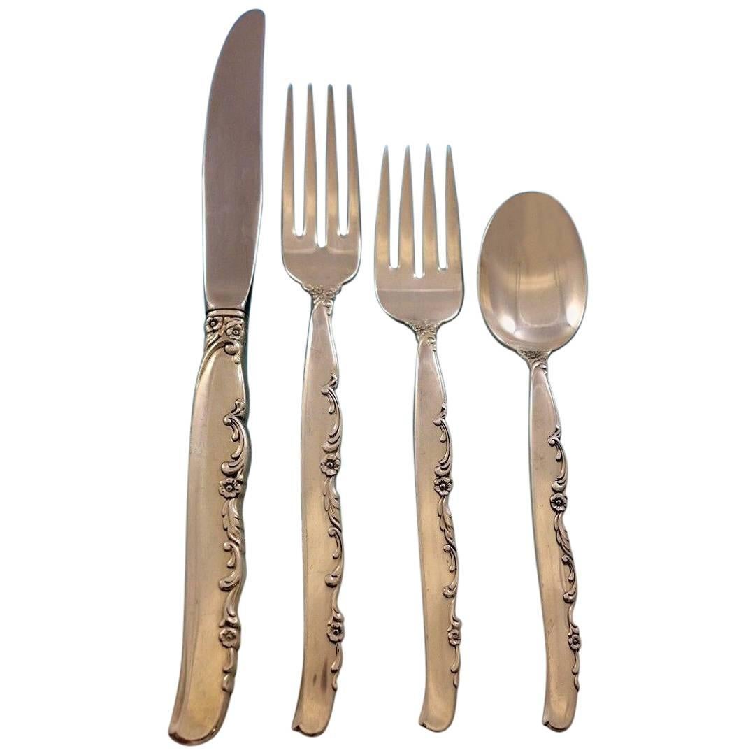 Flower Lane by Oneida Sterling Silver Flatware Set for 8 Service 39 pieces For Sale