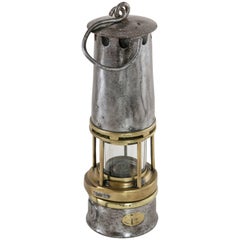 Early 20th Century Belgian Steel and Brass Miner's Lantern or Lamp with Plaque