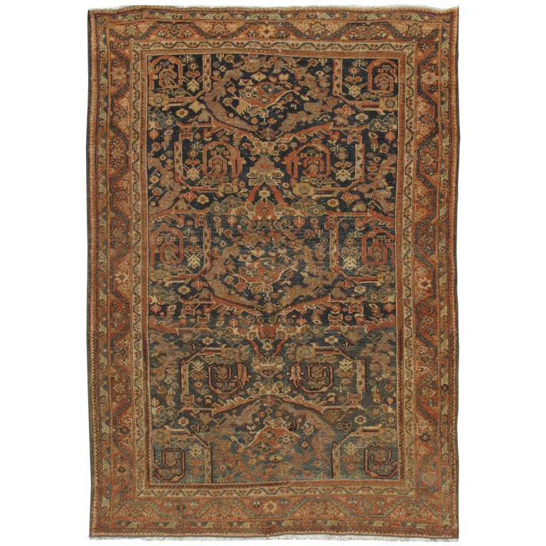Vintage Distressed Persian Mahal Rug For Sale at 1stdibs