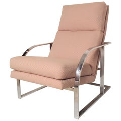 Milo Baughman Style Chrome Lounge Chair