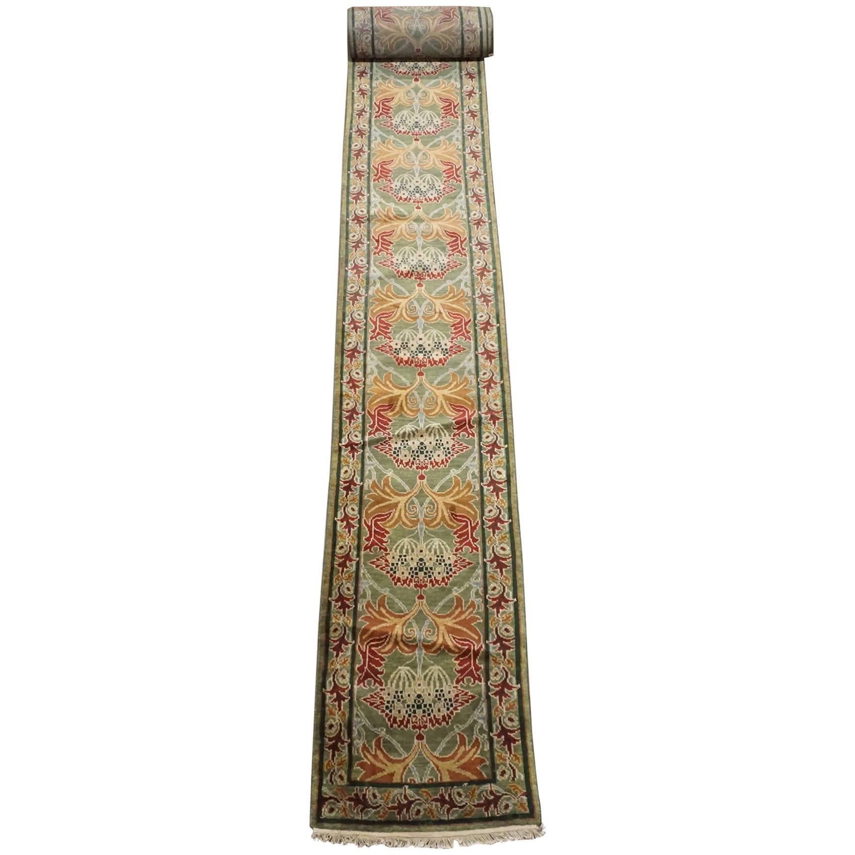 Green William Morris Arts & Crafts Runner For Sale