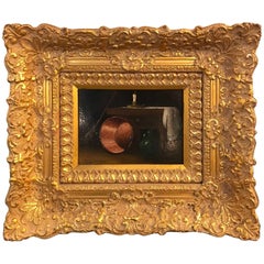 Oil Painting with Elaborate Gilt Frame, Artist Signed Lumboekas