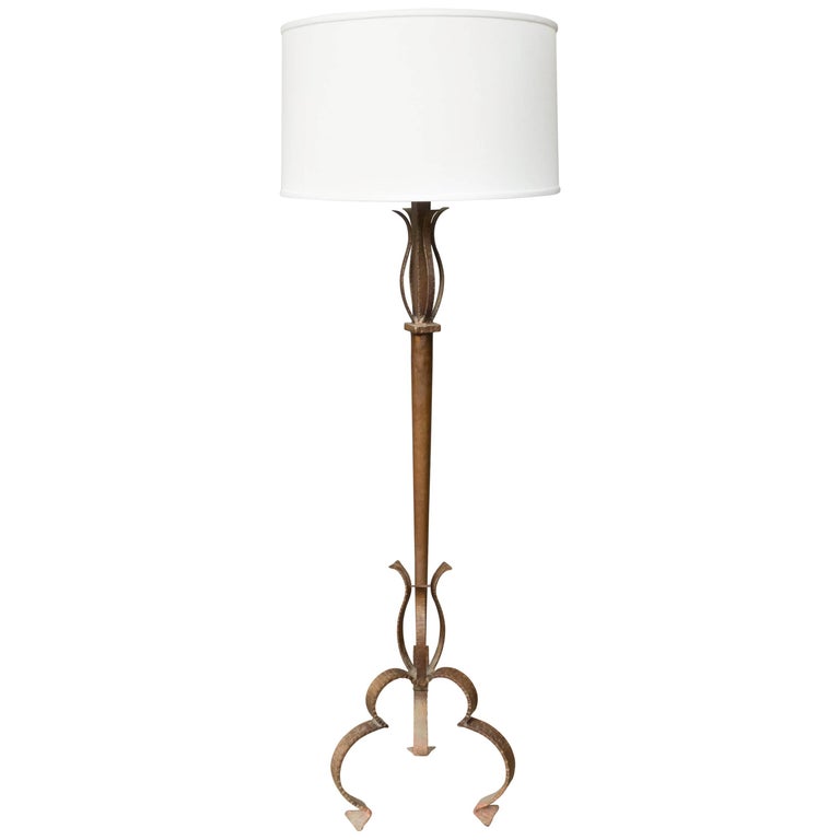 Large Spanish Gilt Iron Floor Lamp For Sale at 1stDibs