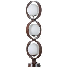 Modeline Walnut and Frosted Glass Globe Lamp, 1960s
