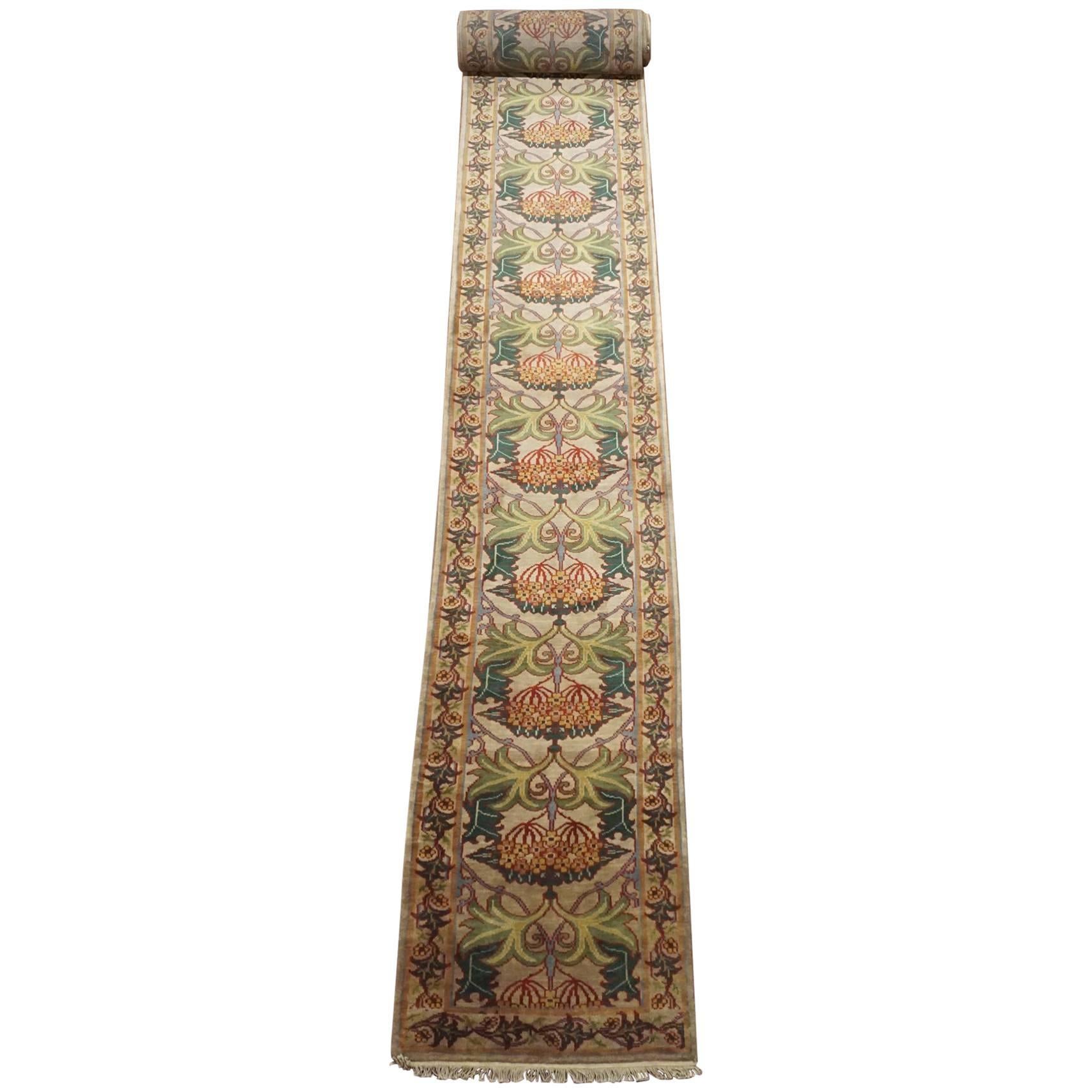 William Morris Hand-Knotted Arts & Crafts Runner For Sale