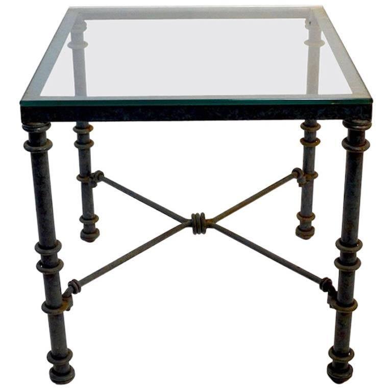 Verdigris Table Base Faux Verdigris and Glass End, Side Table at 1stDibs