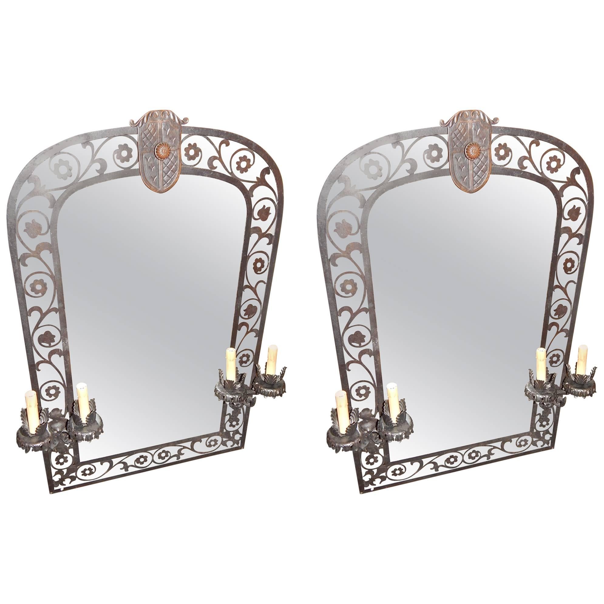 Pair of Renaissance Style Girondole Mirrors For Sale