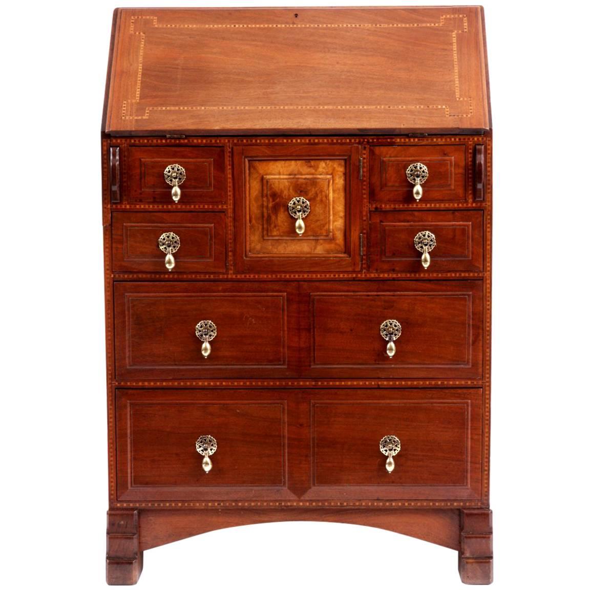 Ernest Gimson Attributed, Arts 
Crafts Cotswold Walnut Bureau