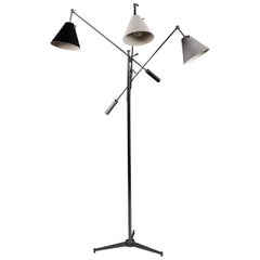 Angelo Lelii Arredoluce Triennale Floor Lamp in Gray, Black and White
