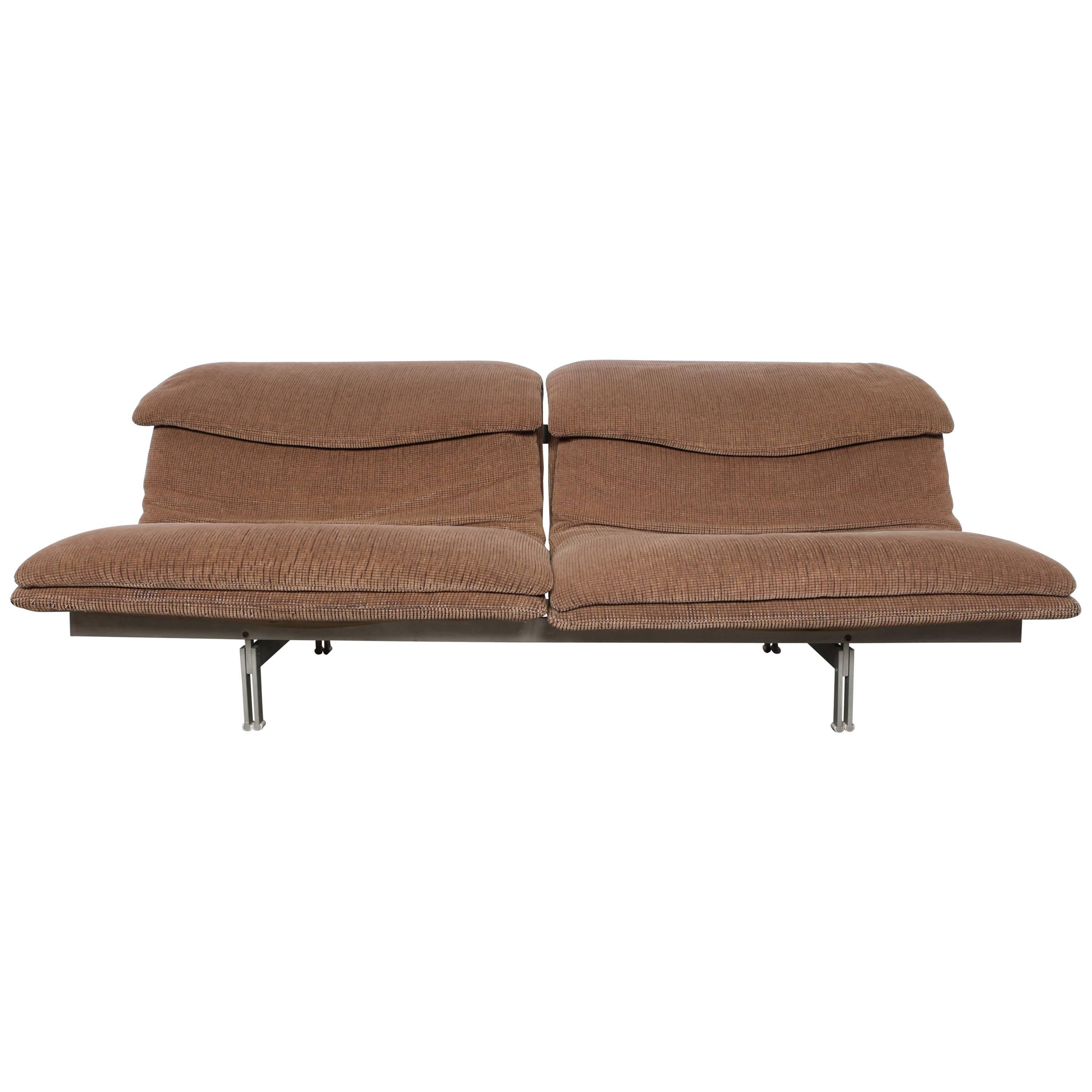 Italian Metal Framed Two Seater "Wave" Sofa by Giovanni Offredi for Saporiti