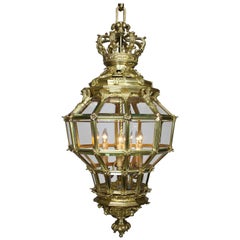 Antique Palatial French 19th Century Louis XIV Style Gilt Bronze "Versailles" Lantern