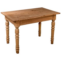 Victorian Pine Kitchen Dining Country Table with Storage under Top, circa 1900