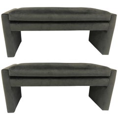 Pair of Upholstered Benches style of Milo Baughman