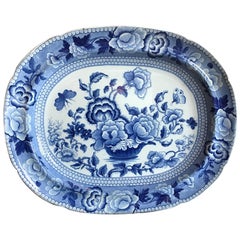 19th Century English Blue and White Transferware Platter