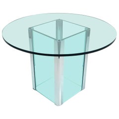 Retro Leon Rosen design for Pace Glass and Chrome Foyer Table