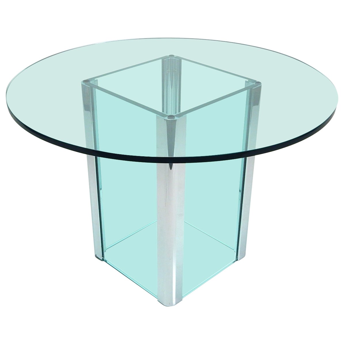 Round glass dining table by LEON ROSEN for PACE COLLECTION at 1stDibs
