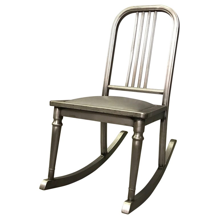 Petite Brushed Steel Rocking Chair by Simmons Sheraton Series For Sale