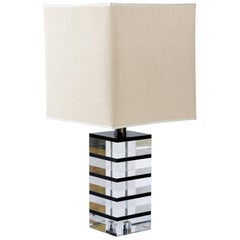 Felice Antonio Botta Midcentury Italian signed Lucite Table Lamp , 1960's -