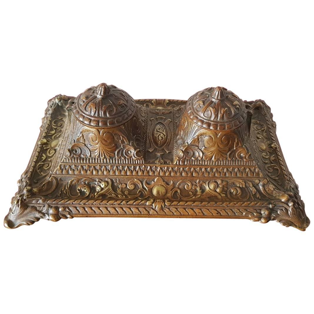 Bronze French Neoclassical Inkwell from Second Half of the 19th Century