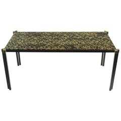 1960s Maison Honore Low Table with Eglomized Glass Plate