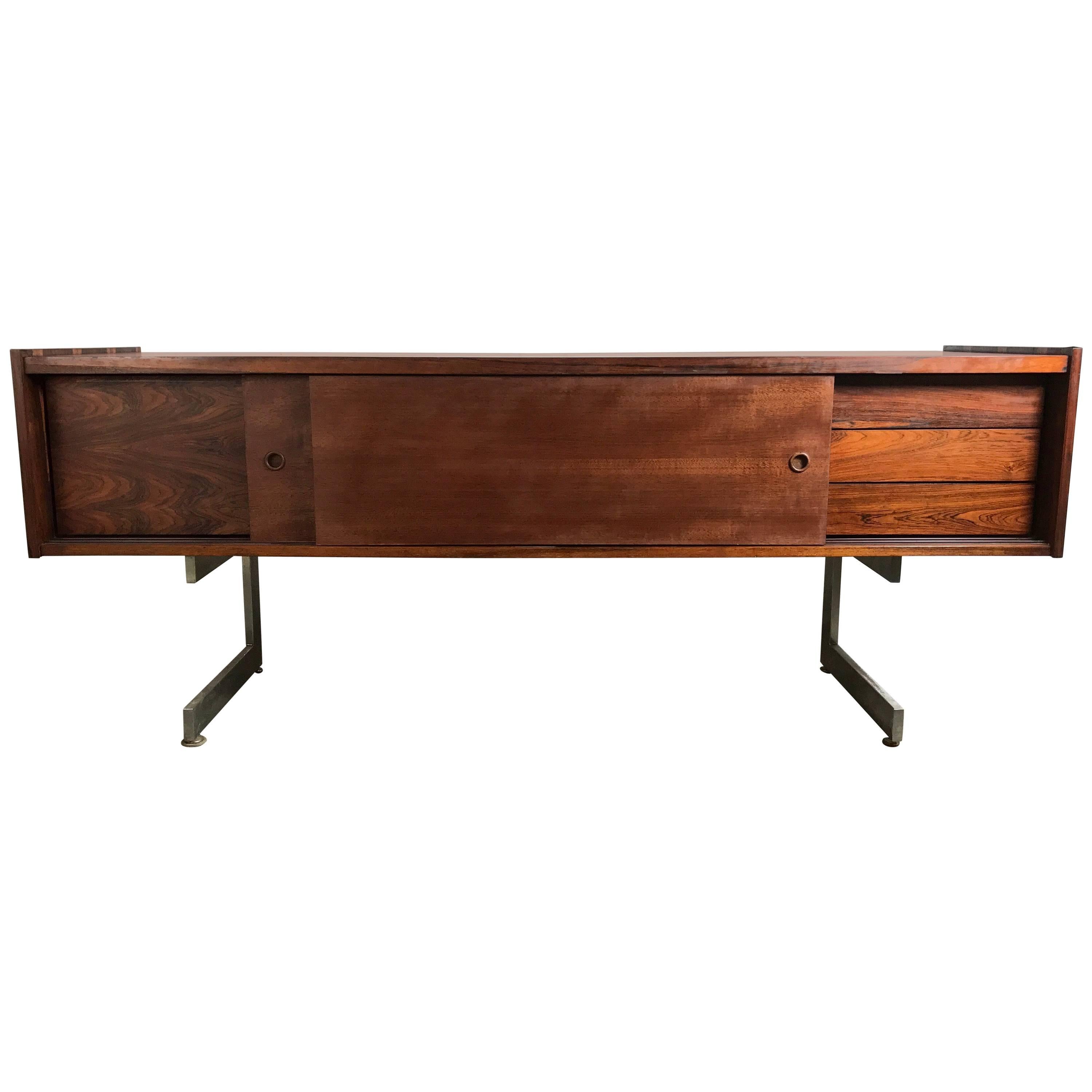 Mid-Century Modern Cantilevered Rosewood Credenza