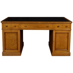 Antique Substantial Victorian Oak Partners Desk